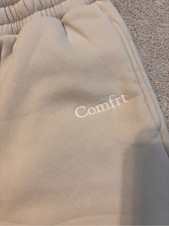 Comfrt Pants - Comfrt Bone Oversized Jogger Sweatpants Cream Fleece Size Medium